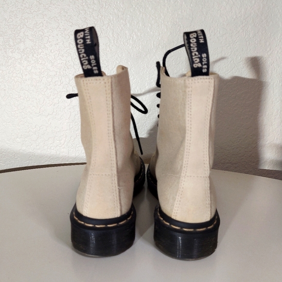 Dr. Martens Page Mix Beige Canvas Lace Up Boots - Picture 3 of 16